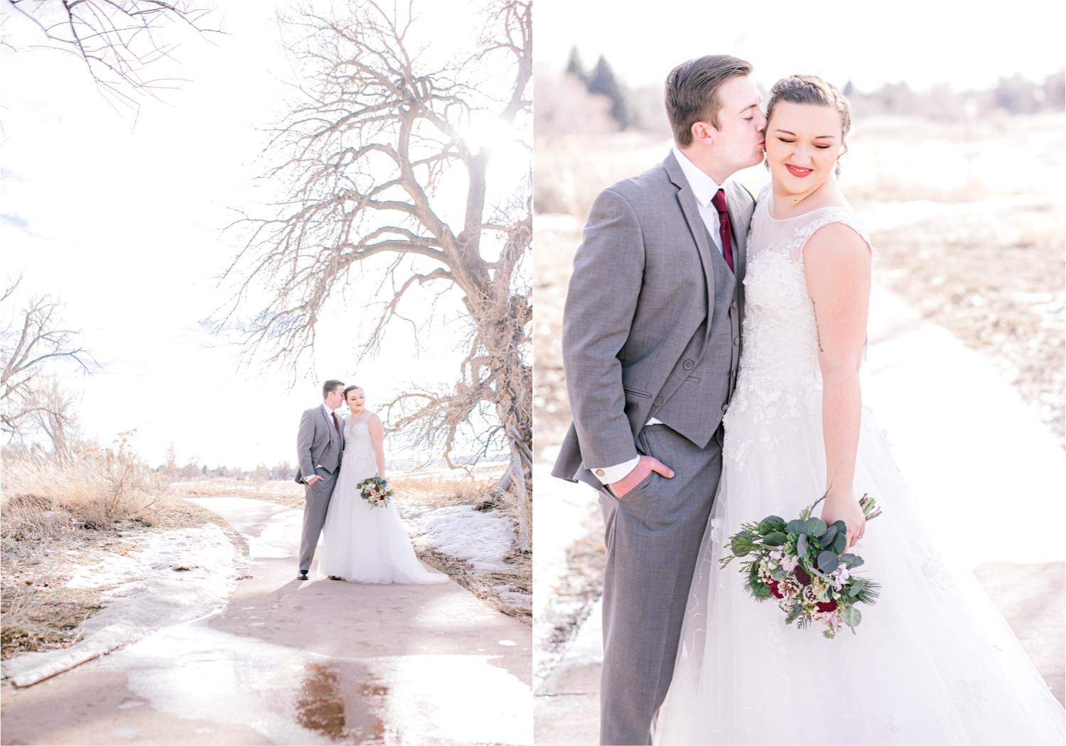 Winter Wedding in Fort Collins with a First Look at Spring Canyon and a romantic church ceremony | Britni Girard Photography | Colorado Wedding Photographer