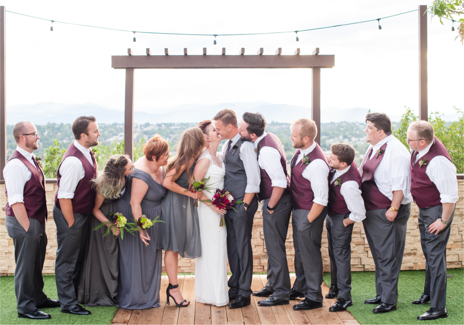 Modern Romantic wedding at Wedgwood Weddings Brittany Hill in Denver Colorado | Britni Girard Photography | Whiskey unity ceremony and live band The Burroughs are highlights of this musician couples wedding | Dragonfly Floral Company
