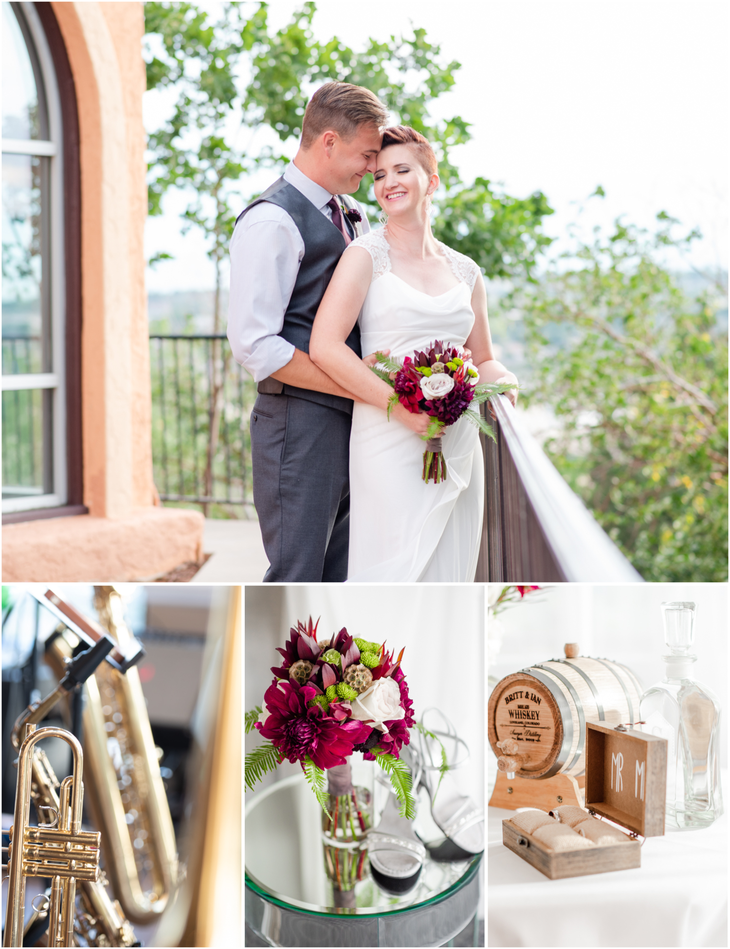Modern Romantic wedding at Wedgwood Weddings Brittany Hill in Denver Colorado | Britni Girard Photography | Whiskey unity ceremony and live band The Burroughs are highlights of this musician couples wedding | Dragonfly Floral Company