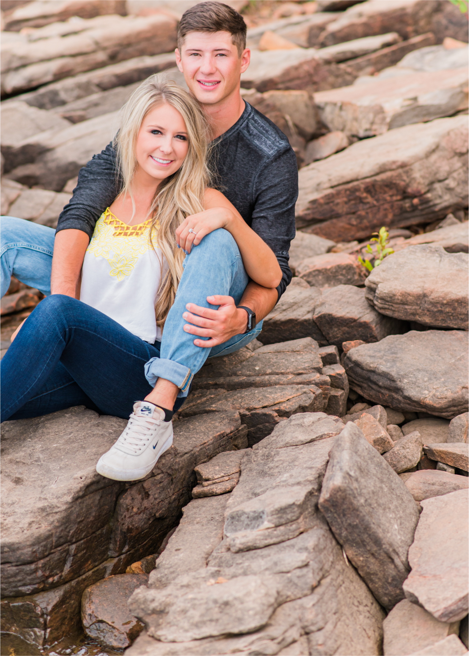 Romantic Summer engagement Lakeside at Carter Lake | Britni Girard Photography, Colorado Wedding Photographer | Walks down by the water and dancing on the dock during casual engagement in Loveland Colorado