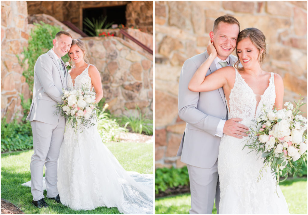 Elegant wedding on the chipping green at Cheyenne Mountain Resort | Britni Girard Photography | Colorado Wedding Photo and Video Team | Bride and Groom | Flowers by A Wildflower Florist | Hair and Makeup by The Day on Location Beauty | Dress from Brickhouse Bridal in Houston | Groom Attire from Generation Tux