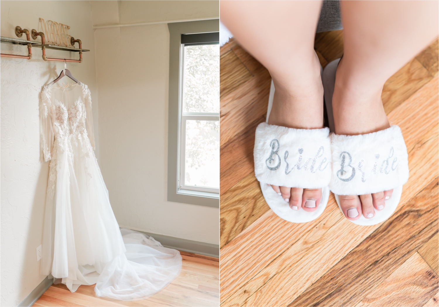 Romantic and Rustic Wedding at The Mill in Windsor | Britni Girard Photography | Colorado based wedding photography and videography team | Bride slippers