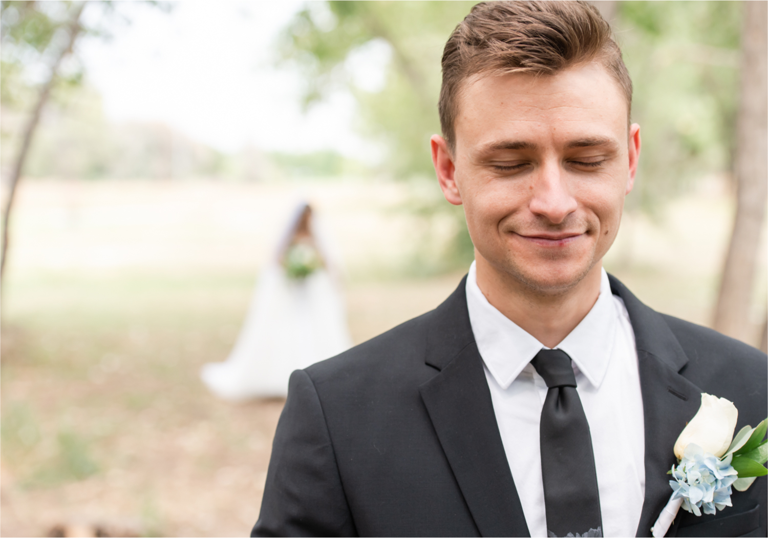 Romantic and Rustic Wedding at The Mill in Windsor | Britni Girard Photography | Colorado based wedding photography and videography team | Bride and Groom Portraits First Look at Eastman Park