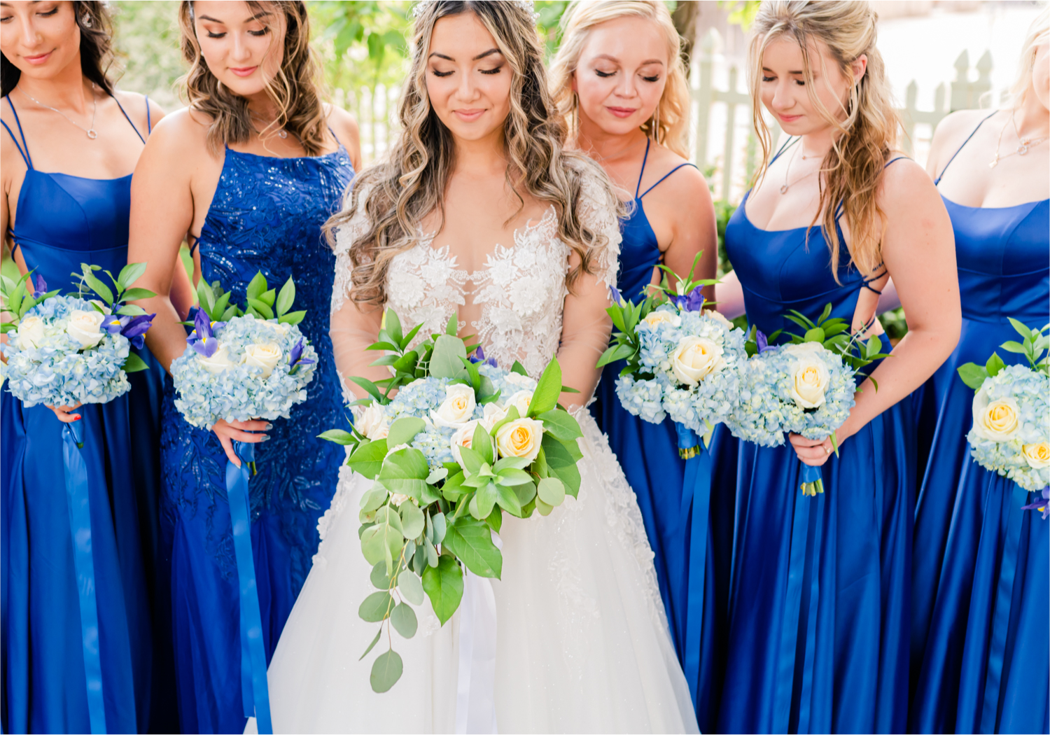 Romantic and Rustic Wedding at The Mill in Windsor | Britni Girard Photography | Colorado based wedding photography and videography team | Royal Blue and White Bridesmaids