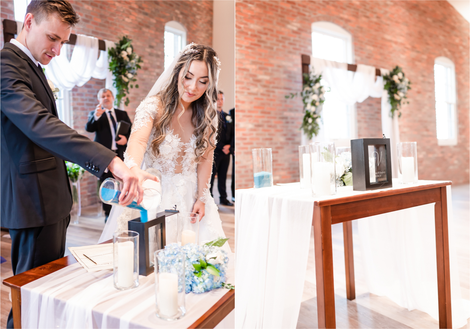 Romantic and Rustic Wedding at The Mill in Windsor | Britni Girard Photography | Colorado based wedding photography and videography team | Unity Ceremony with sand in glass case