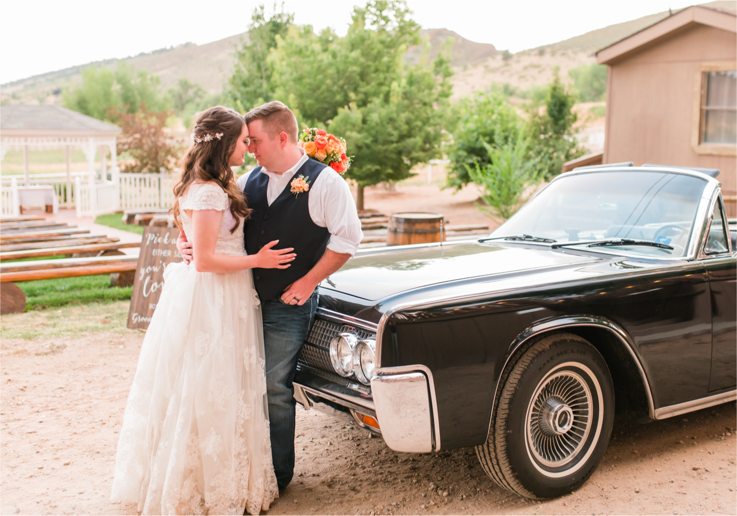 Summer Ellis Ranch Wedding in Loveland Colorado | Britni Girard Photography | Wedding Photo and Video Team | Classic Car Wedding Exit