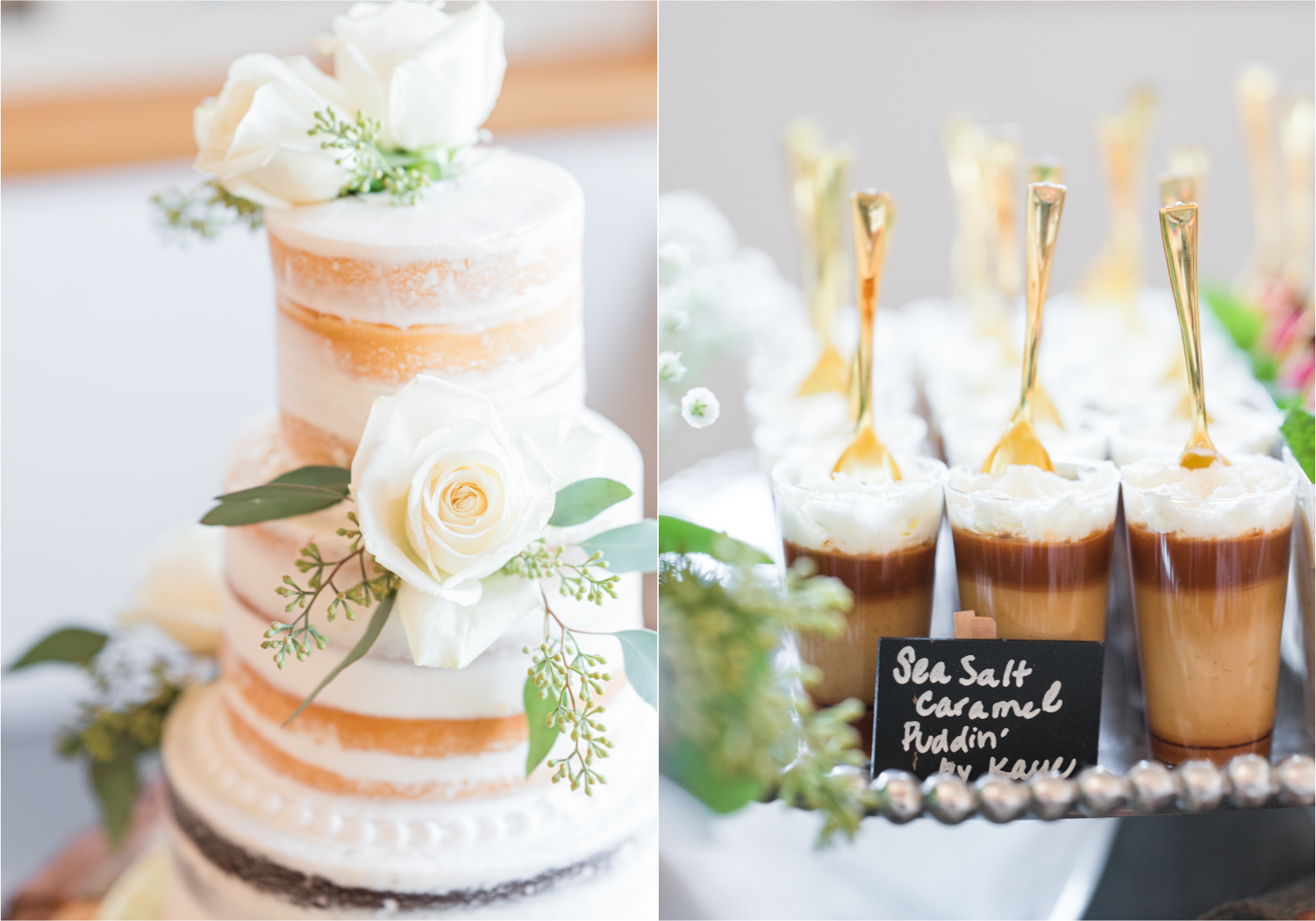 Autumn mountain wedding in Florence Colorado | Britni Girard Photography | Colorado Wedding Photo and Video Team | Mountainside Cabin for intimate wedding with rustic farm-tables and romantic details | 3 tiered cake by Sugar Plum Cake Shoppe, Sea Salt Caramel Puddin' Cups