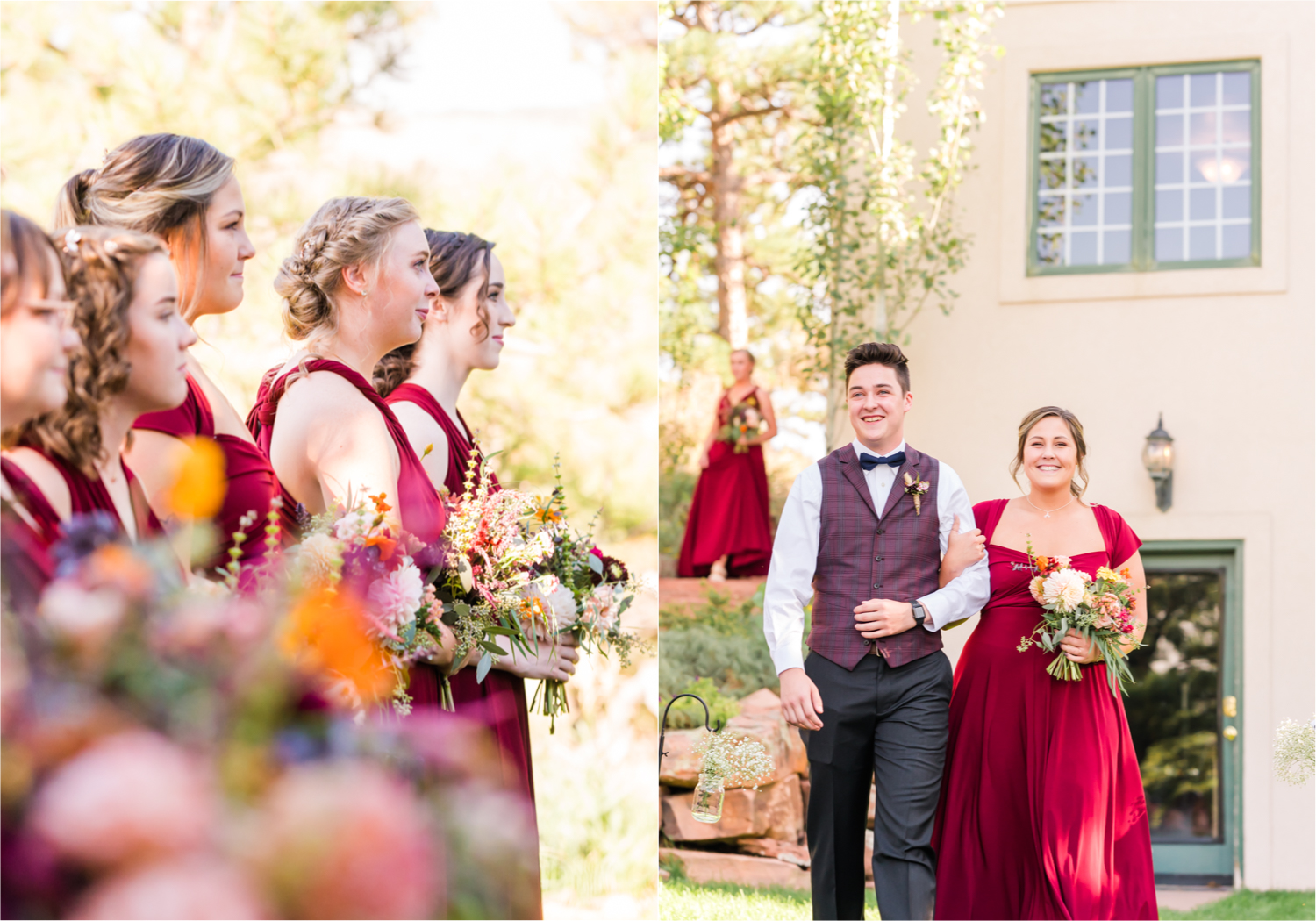 Romantic Whimsical Wedding at the Lionscrest Manor in Lyons, CO | Britni Girard Photography - Wedding Photo and Video Team | Rustic Fall Decor mixed in Burgundy, Blush, Gold and Sage | Wedding Dress from Anna Be Bridal by Hailey Paige | Hair and Makeup by Glam 5280 Chaundra Revier | Florals by Aflorae | Ceremony Site overlooking the Rocky Mountains | Mountaintop Ceremony