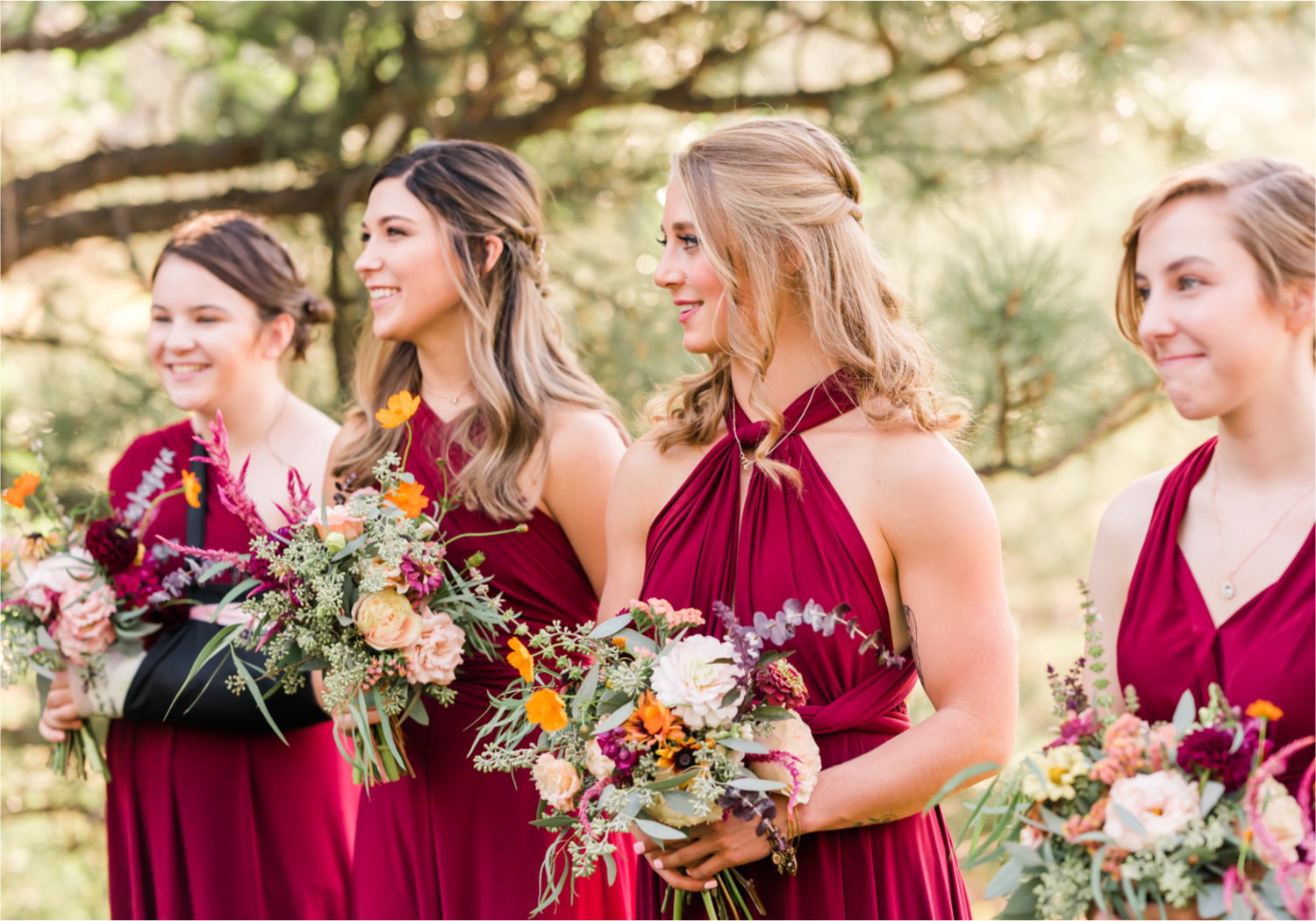 Romantic Whimsical Wedding at the Lionscrest Manor in Lyons, CO | Britni Girard Photography - Wedding Photo and Video Team | Rustic Fall Decor mixed in Burgundy, Blush, Gold and Sage | Wedding Dress from Anna Be Bridal by Hailey Paige | Hair and Makeup by Glam 5280 Chaundra Revier | Florals by Aflorae | Ceremony Site overlooking the Rocky Mountains | Mountaintop Ceremony | Bride Entrance