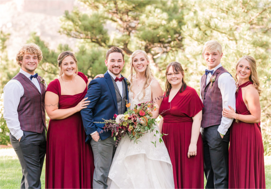 Romantic Whimsical Wedding at the Lionscrest Manor in Lyons, CO | Britni Girard Photography - Wedding Photo and Video Team | Rustic Fall Decor mixed in Burgundy, Blush, Gold and Sage | Wedding Dress from Anna Be Bridal by Hailey Paige | Hair and Makeup by Glam 5280 Chaundra Revier | Florals by Aflorae | Family Formals with Siblings