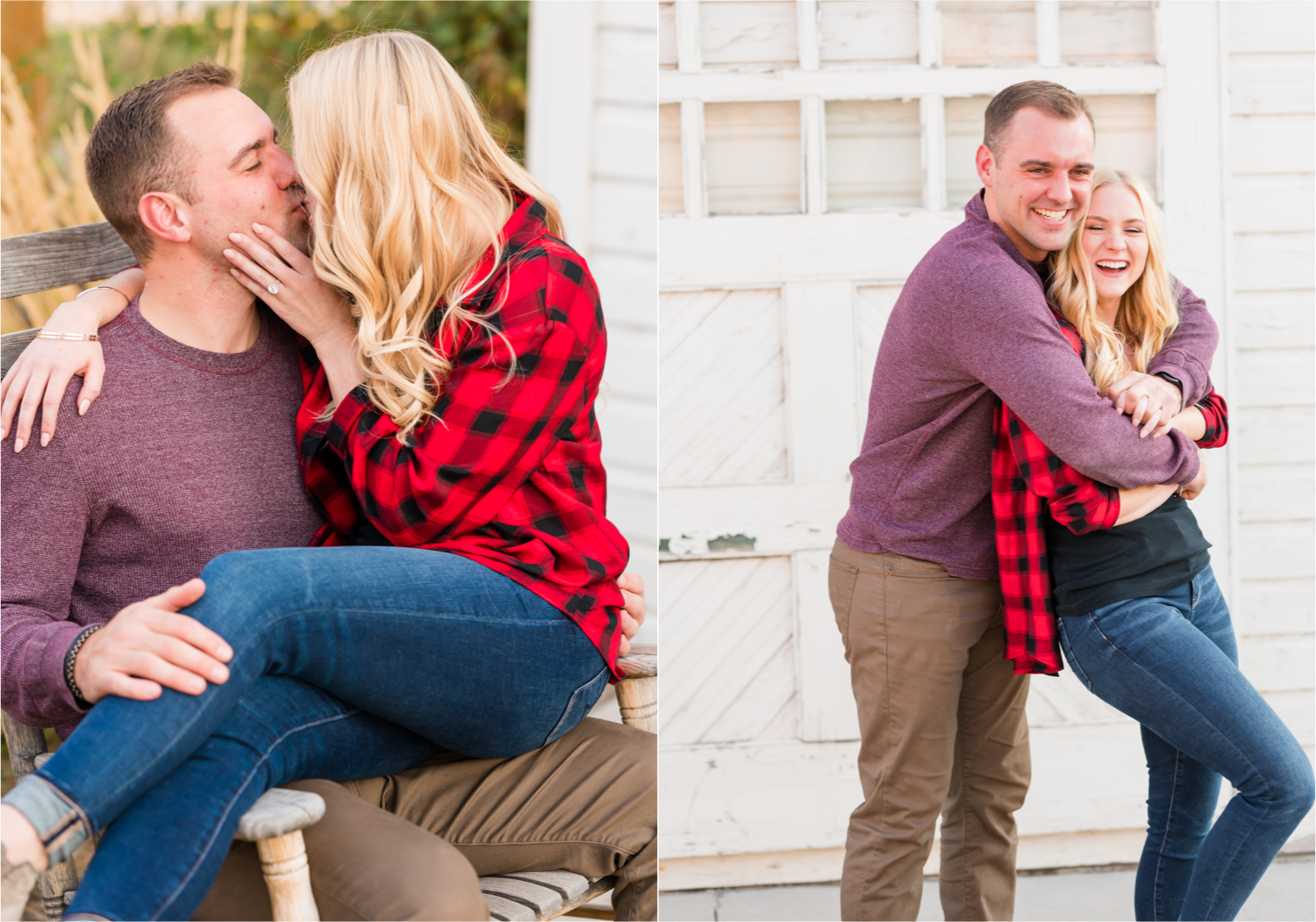 Romantic Fall Farmhouse Engagement at Jessup Farm | Britni Girard Photography | Colorado Wedding Photographer and Videography team | Rustic fences, fall leaves and barn doors in Fort Collins