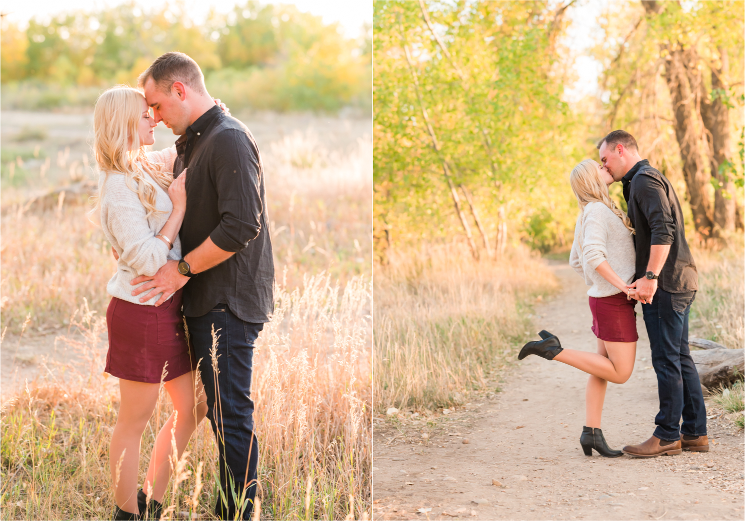 Romantic Fall Farmhouse Engagement at Prospect Ponds River Bend | Britni Girard Photography | Colorado Wedding Photographer and Videography team | Fall Leaves and Romantic Wine stroll in Fort Collins