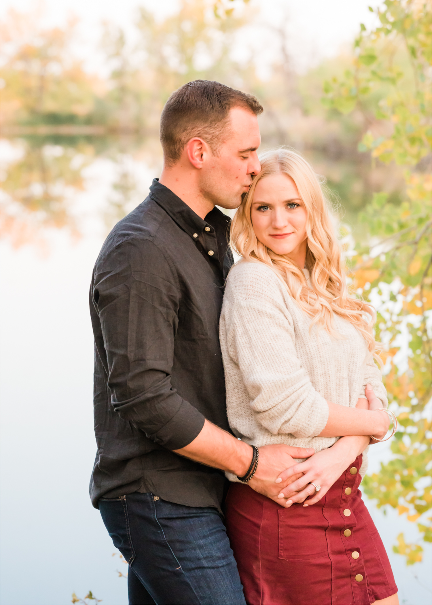 Romantic Fall Farmhouse Engagement at Prospect Ponds River Bend | Britni Girard Photography | Colorado Wedding Photographer and Videography team | Fall Leaves and Romantic Wine stroll in Fort Collins