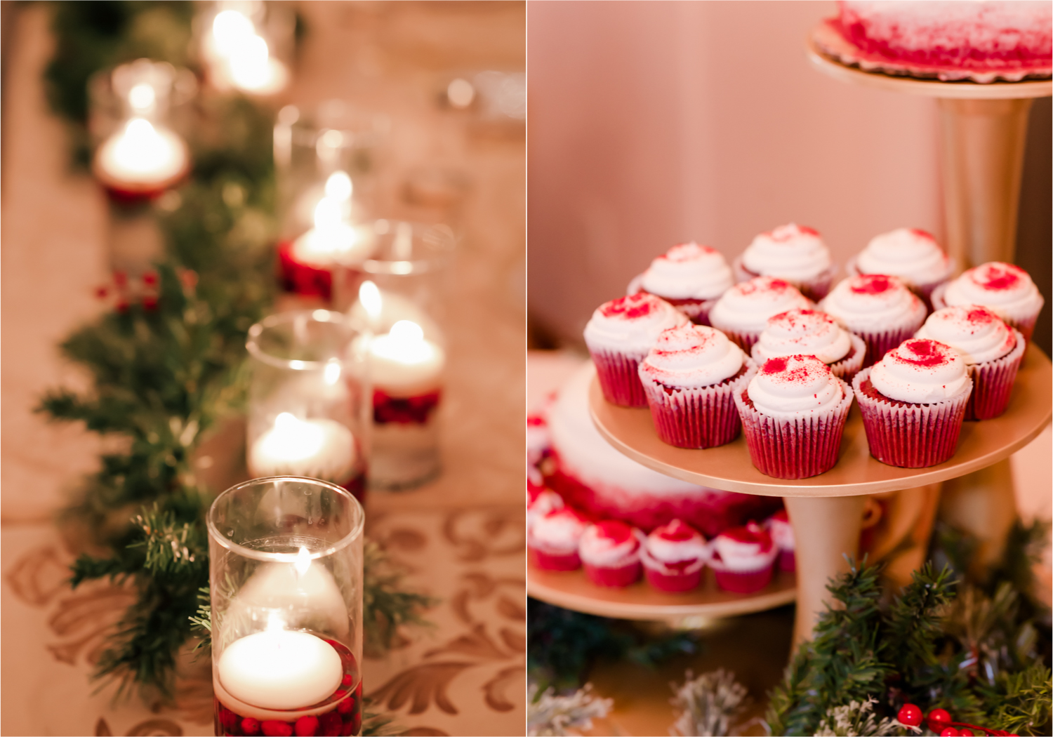 Winter Wonderland Wedding in Colorado Springs | Britni Girard Photography Colorado Wedding Photography and Film Team | Snow covered mountains and Christmas just a few days away | Annika + John's Nostalgic Winter Wedding | Bride's Dress iDream Bridal Essence of Australia | Air Force Academy | Reception with hand-painted mountain backdrops, candelight and Christmas trees.  Burgundy, Navy and Gold | Cakes by King Soopers with 7 types of Christmas Cookies