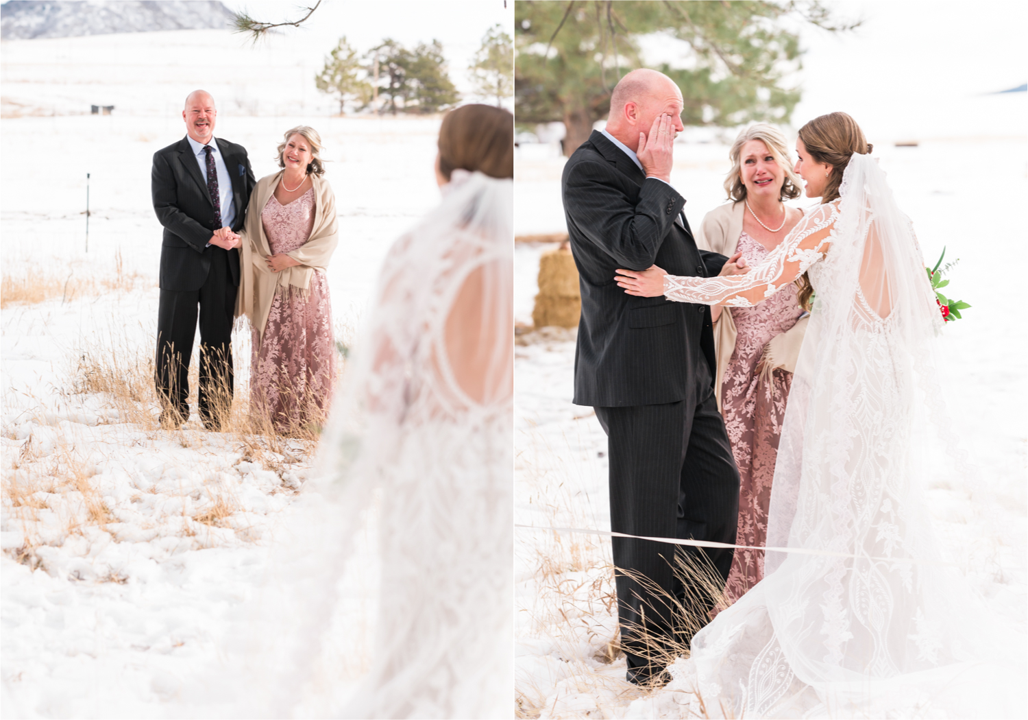 Winter Wonderland Wedding in Colorado Springs | Britni Girard Photography Colorado Wedding Photography and Film Team | Snow covered mountains and Christmas just a few days away | Annika + John's Nostalgic Winter Wedding | Bride's Dress iDream Bridal Essence of Australia | Air Force Academy | Daddy Daughter First Look