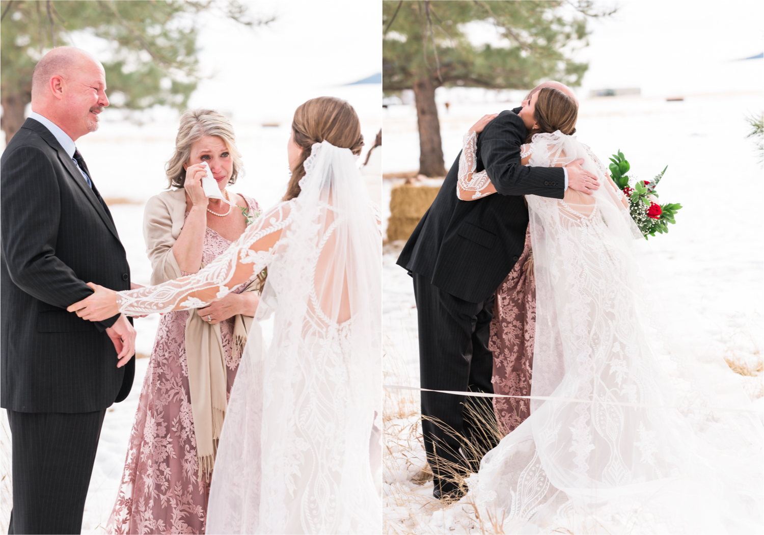 Winter Wonderland Wedding in Colorado Springs | Britni Girard Photography Colorado Wedding Photography and Film Team | Snow covered mountains and Christmas just a few days away | Annika + John's Nostalgic Winter Wedding | Bride's Dress iDream Bridal Essence of Australia | Air Force Academy | Daddy Daughter First Look