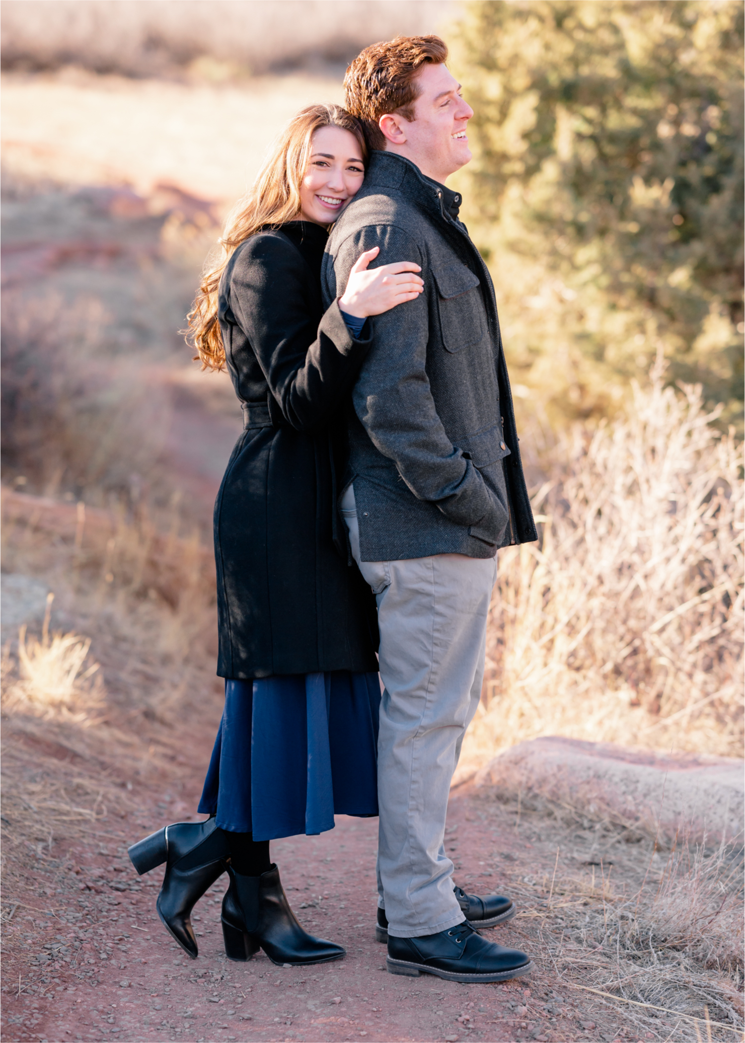 Rocky Mountain Winter Engagement in Colorado | Britni Girard Photography | Husband and Wife Photography and Cinematography Team | Winter Coats and hikes along hall ranch in Lyons, CO | Silly and Romantic