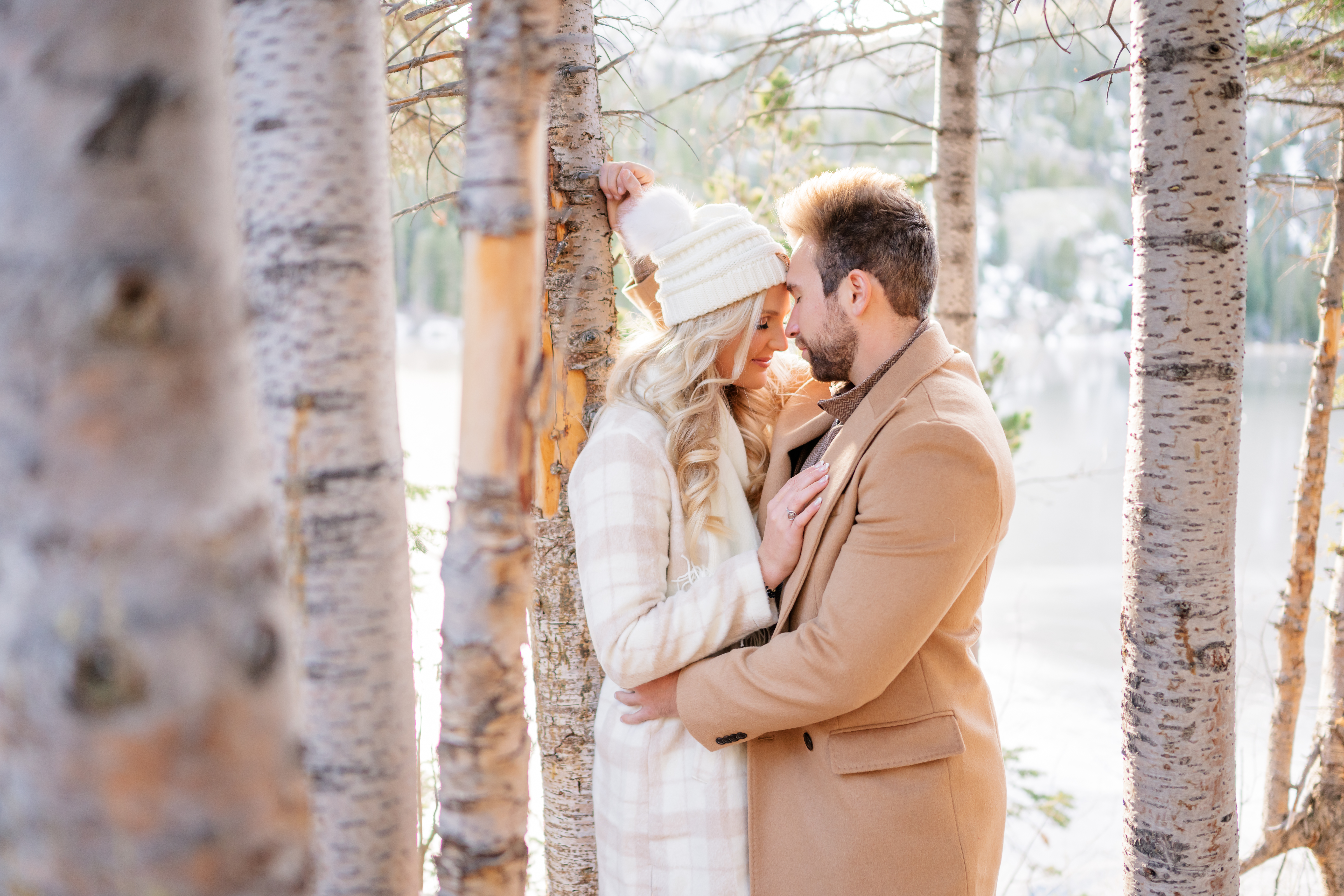 Winter Engagement at Bear Lake | Britni Girard Photography | Colorado Wedding Photographer and Videographer | Destination engagement in Estes Park Rocky Mountain National Park Engagement | Ice covered lake and snow capped mountains